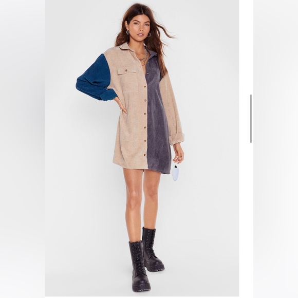 Corduroy color block dress size 8 - Nasty Gal - Picture 1 of 2
